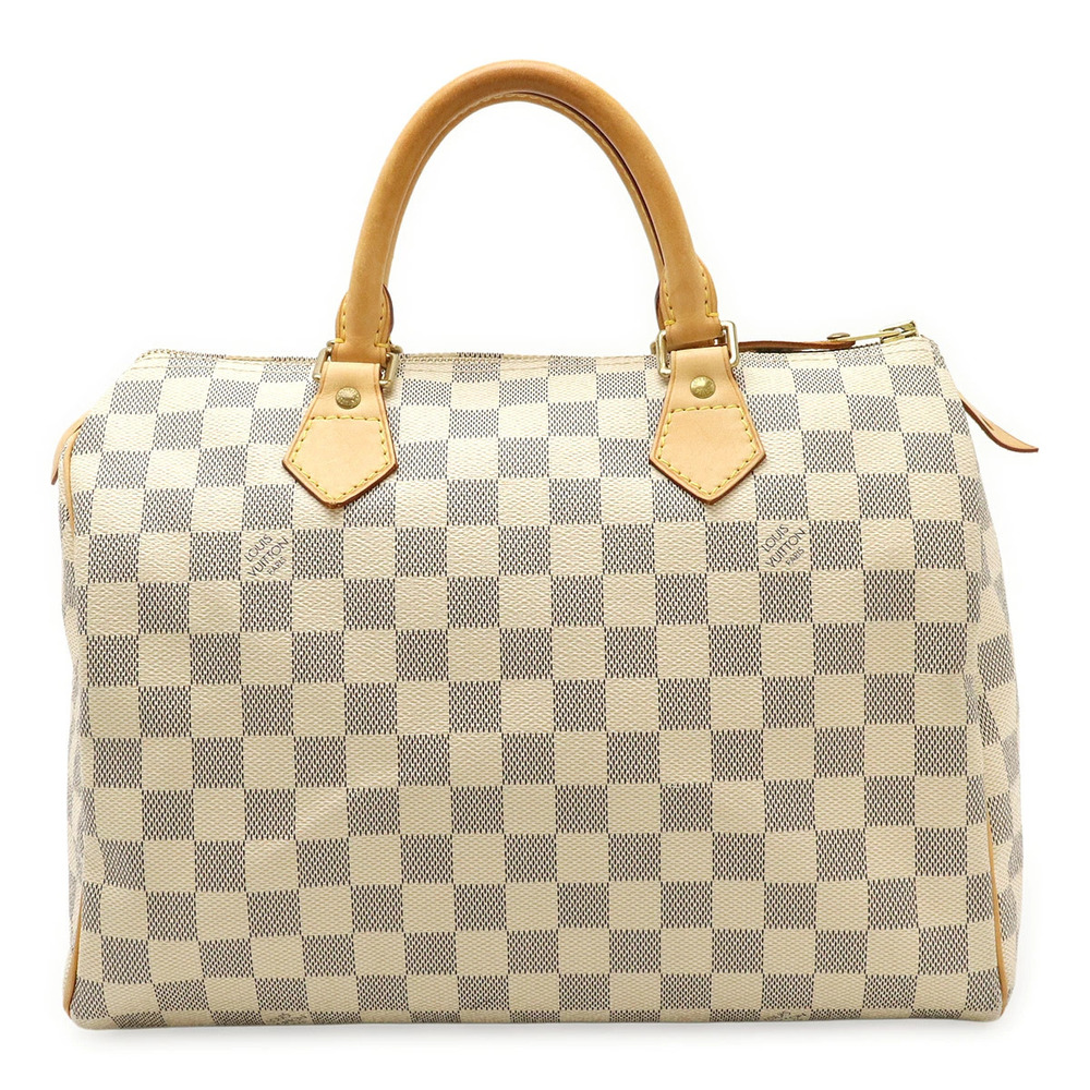 LOUIS VUITTON Damier Azur White Speedy Handbag Boston Bag